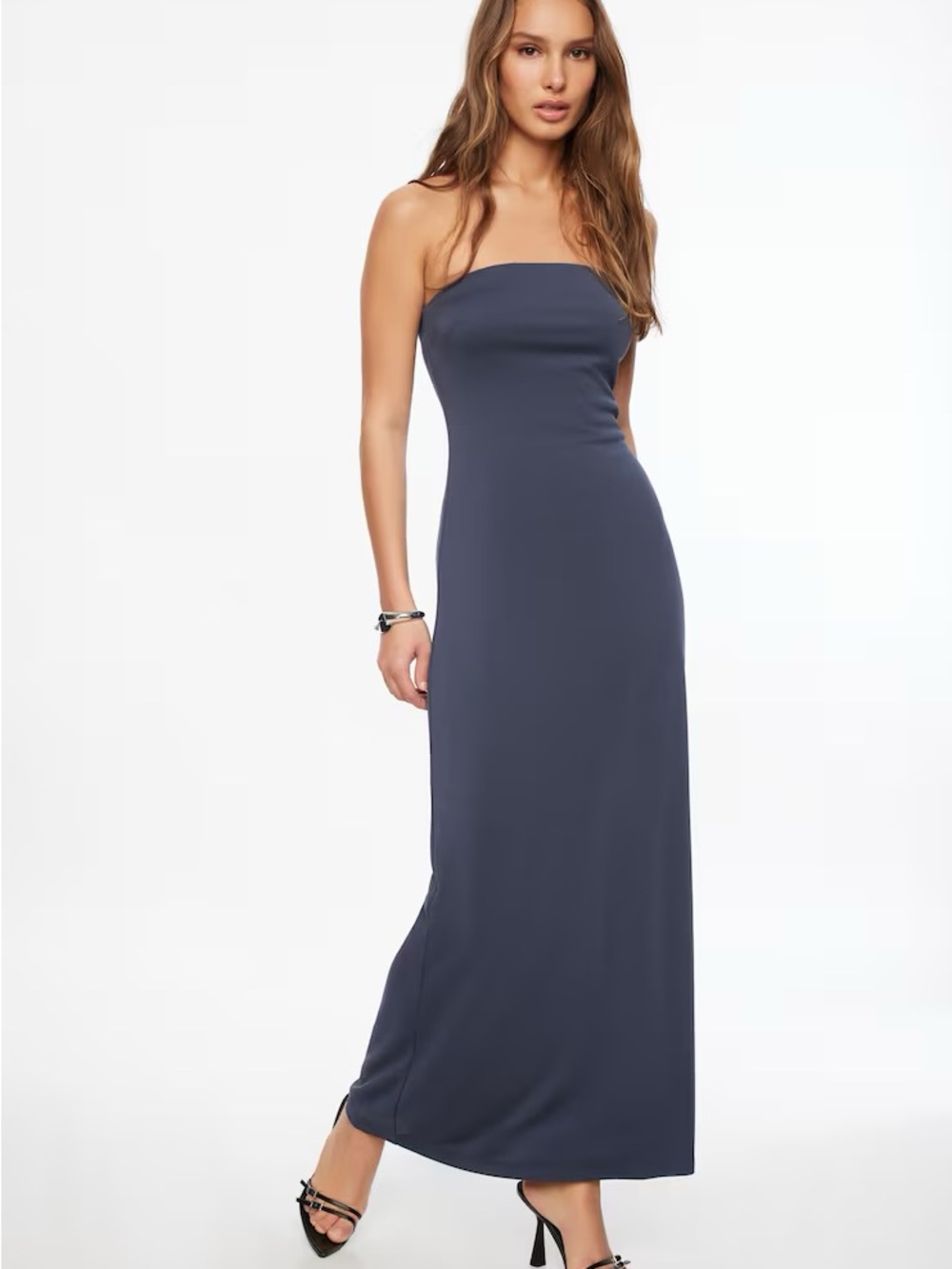 Dynamite Elena Strapless Maxi Dress in Storm Grey